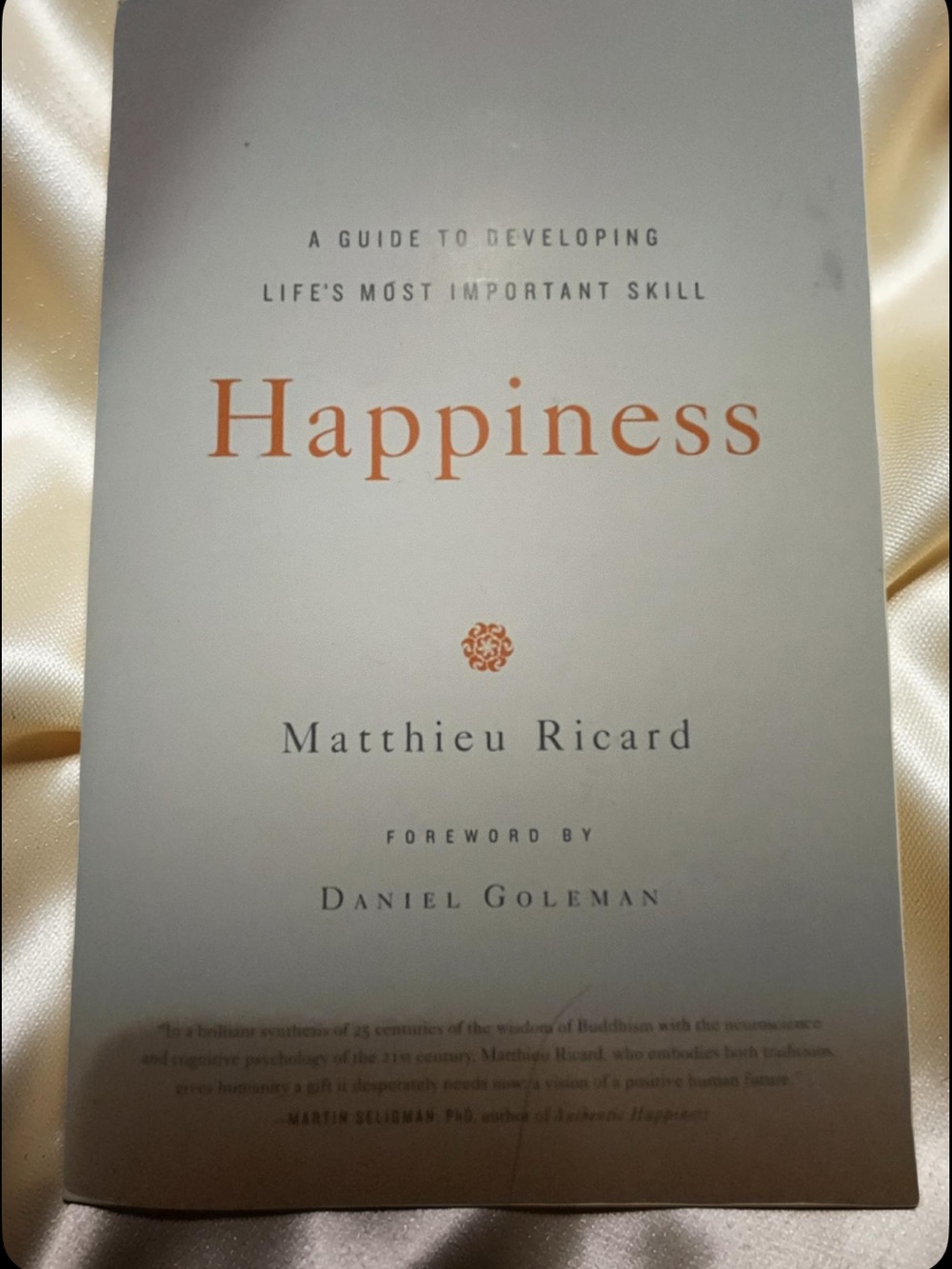 Happiness by Matthieu Ricard - White & Orange Cover